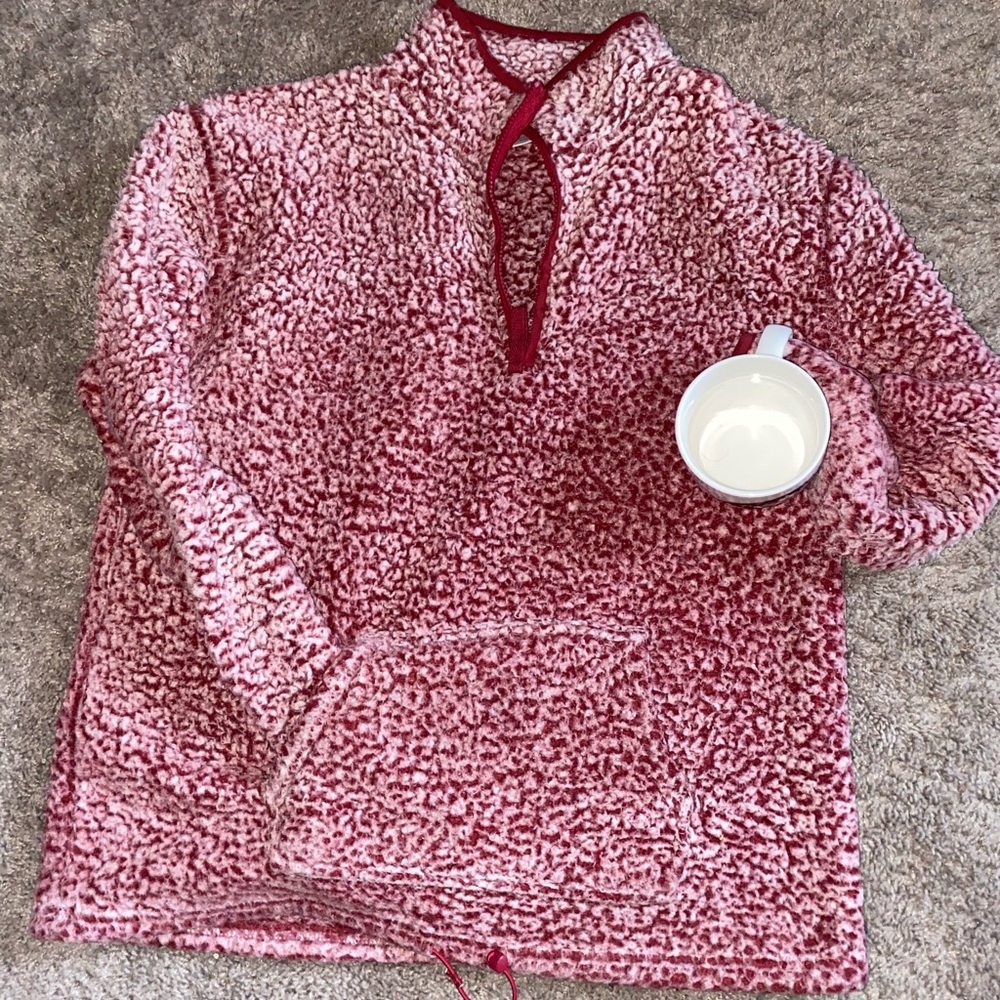 Red Fluffy Quarter Zip